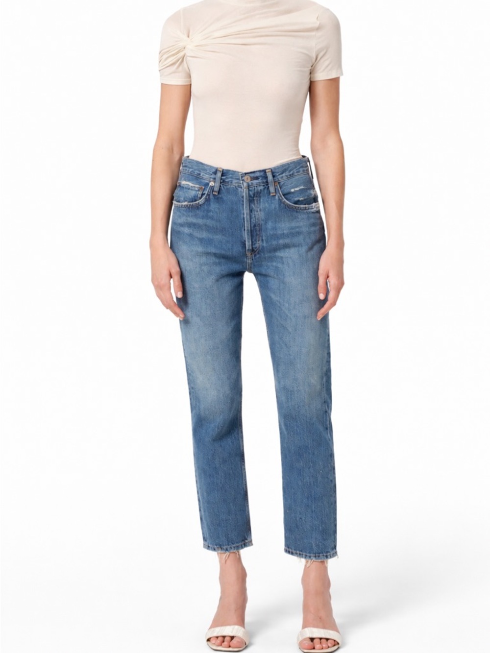 AGOLDE Riley High Rise Straight Crop Jeans Medium Wash Size 25 A056B-1206
